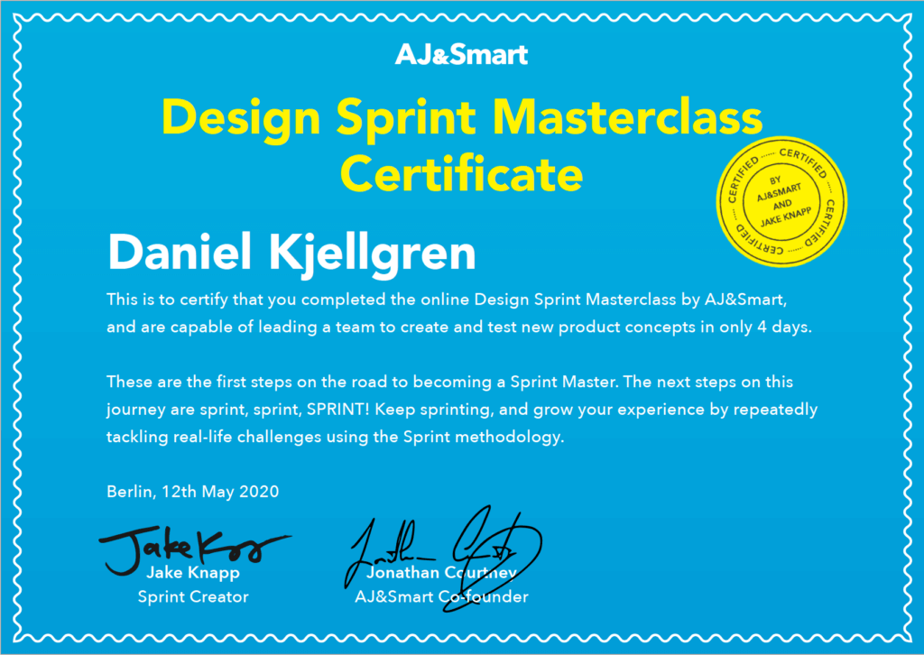 Design Sprint Masterclass Certificate